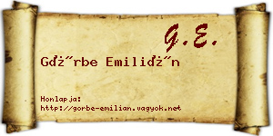 Görbe Emilián névjegykártya